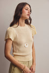 Puff Ivory Sleeve Textured Knit Top