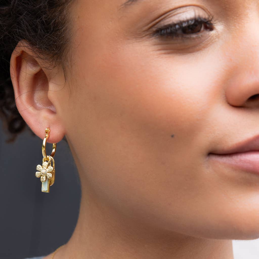 Aqua Terra/Peace/Gold Interchangeable Charm Earrings