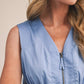 Zipper Front Cornflower Sleeveless Midi Dress