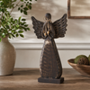 Carved Antique Wood Angel with Twine Bow