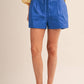 Rope Trim Pleated Belted Shorts