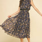 Deep Wine Floral Print Tiered Chiffon Dress