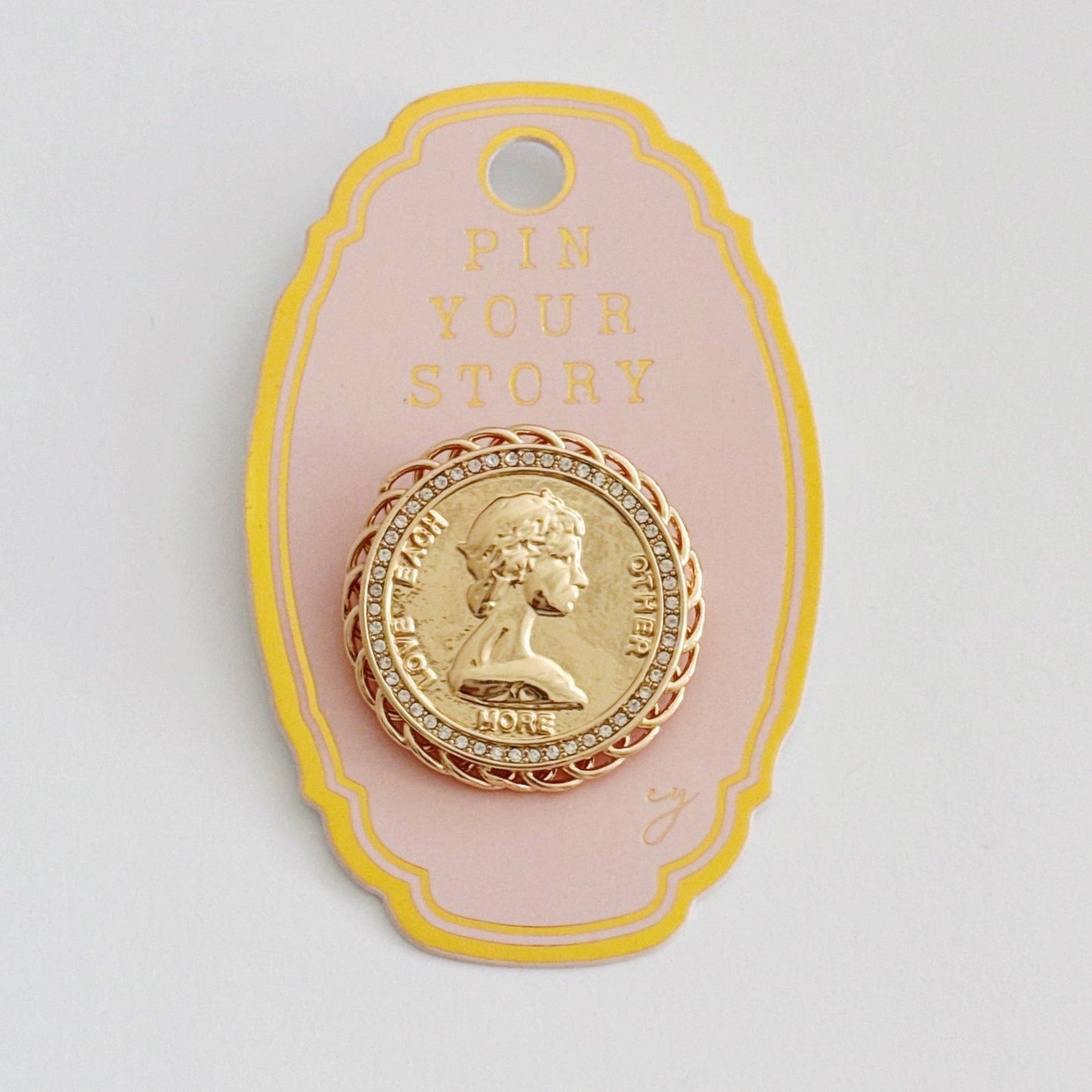 Vintage Medallion Coin Brooch Pin