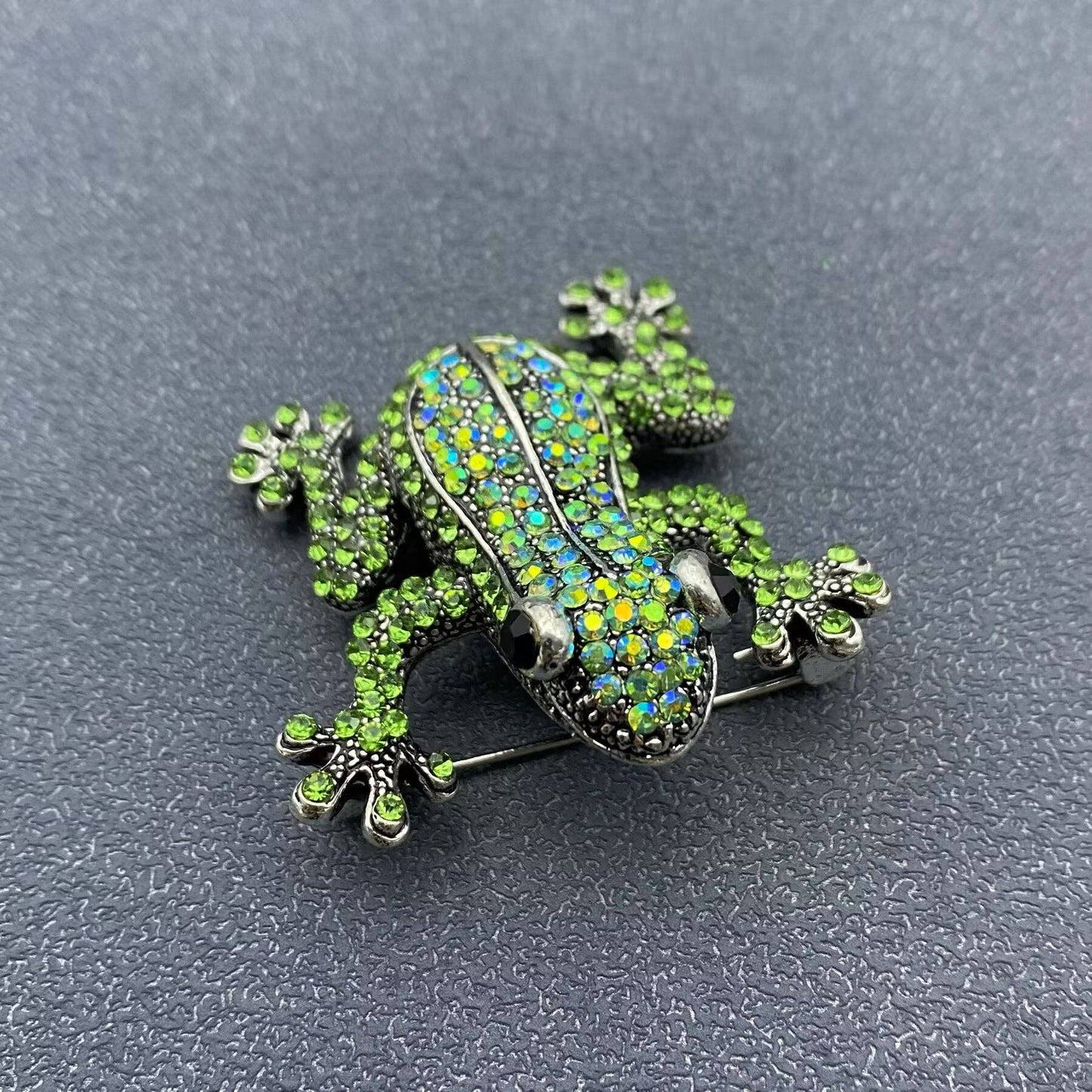 Rhinestone Frog Brooch
