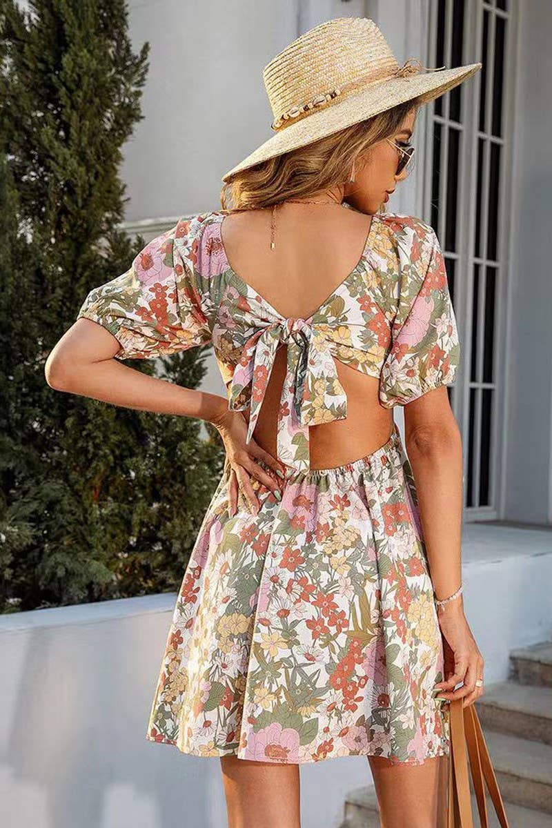 Floral Dress with Tie Detail