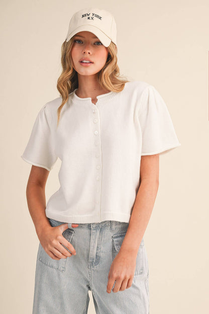 Short Sleeve Sweater Cardigan