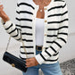 Button Up Stripe Sweater Cardigan