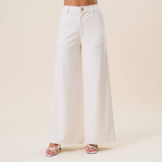 Cream Wide Leg Pants