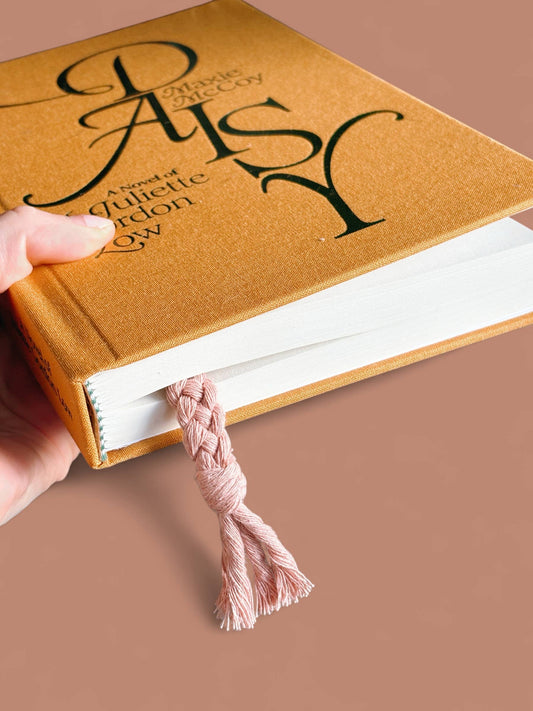 Vintage Key Charm Blush Braided Bookmark
