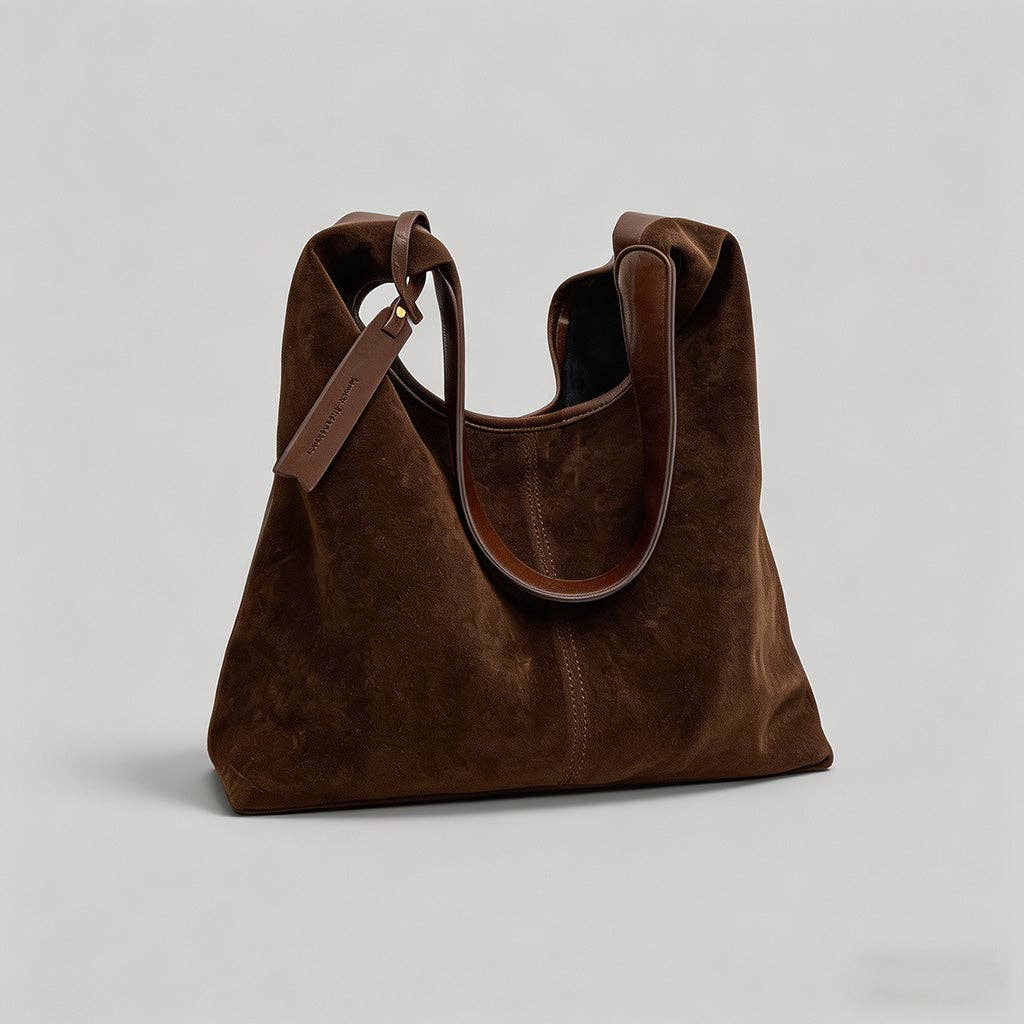 Suede Chocolate Hobo Shoulder Bag