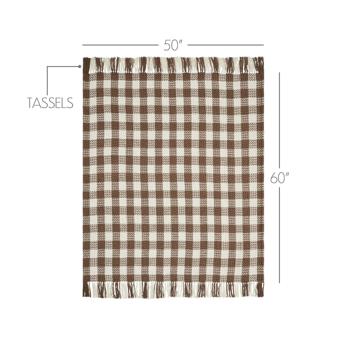 Cocoa Brown Heritage Check Throw Blanket with Fringe [50x60]
