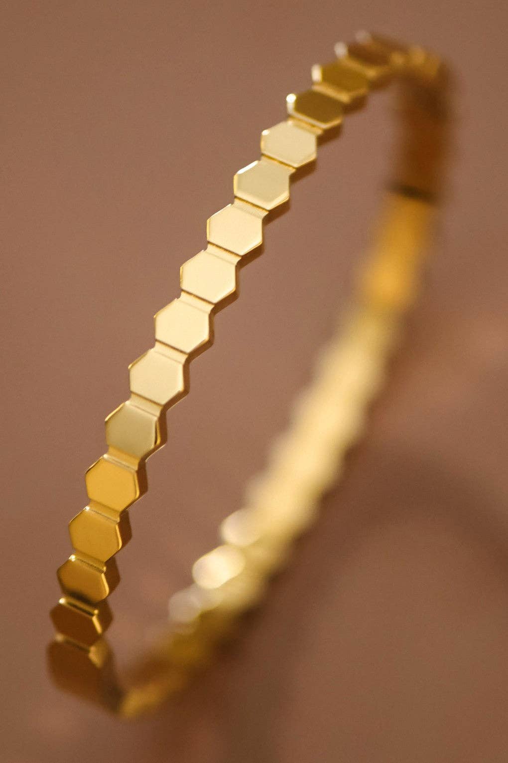 18K Gold Plated Hexagon Stainless Steel Bangle