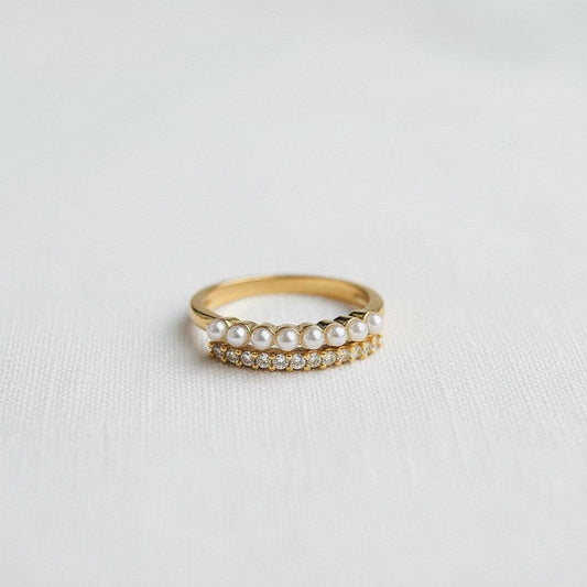 Vintage Geometric Ring with Pearl Accent