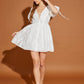 White Floral Lace Detail Lace-Up Dress