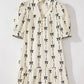 Beige Bowknot Bubble Sleeve V-Neck Mini Dress