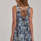 Vintage Denim Sleeveless Embroidered Mini Dress