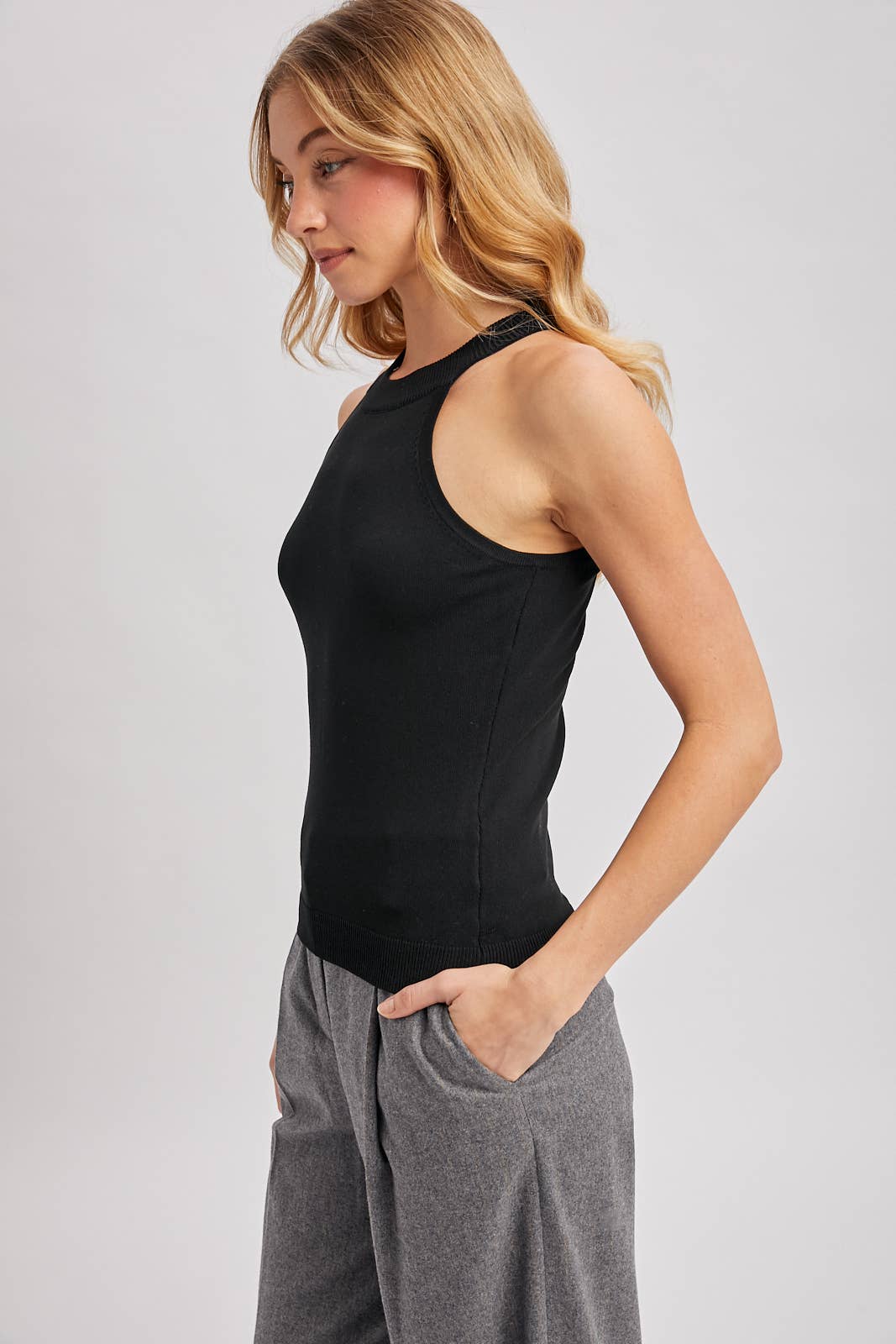 Halter Neck Knit Tank Top