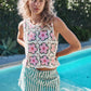 Floral Ivory Pink Crochet Tank Top