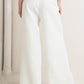 White Wide Leg Woven Side Pocket Pants