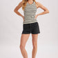 Stripe Ribbed Crew Neck Tank Top
