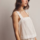 Embroidered Square-Neck Tank & Wide-Leg Pant Set (Oatmeal)