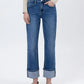 High Rise Cuffed Ankle Straight Jeans