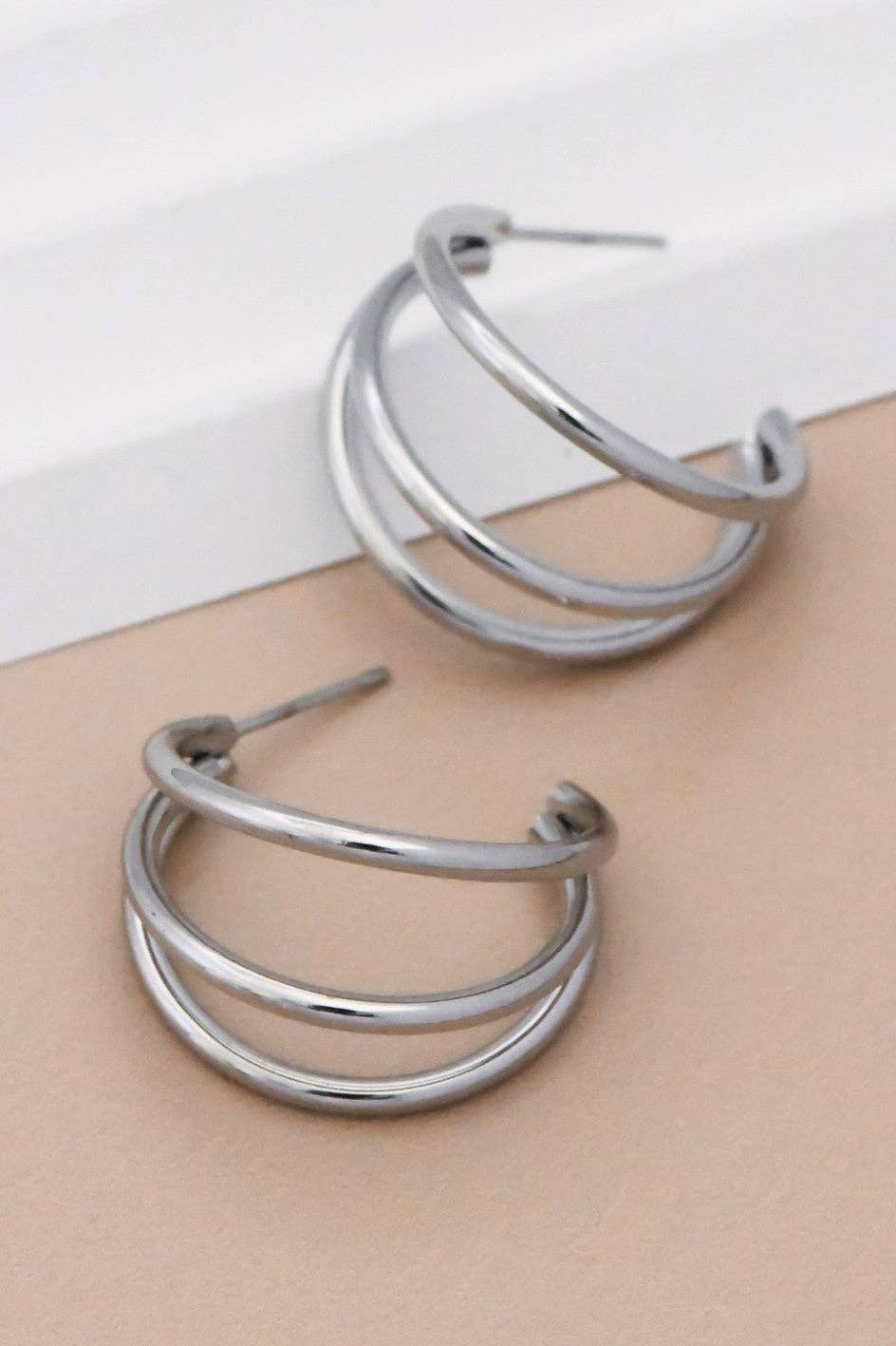 Tarnish-Resistant Waterproof Stainless Steel Hoop Earrings