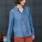 Chambray Collared 3/4 Tab Sleeve Button Down