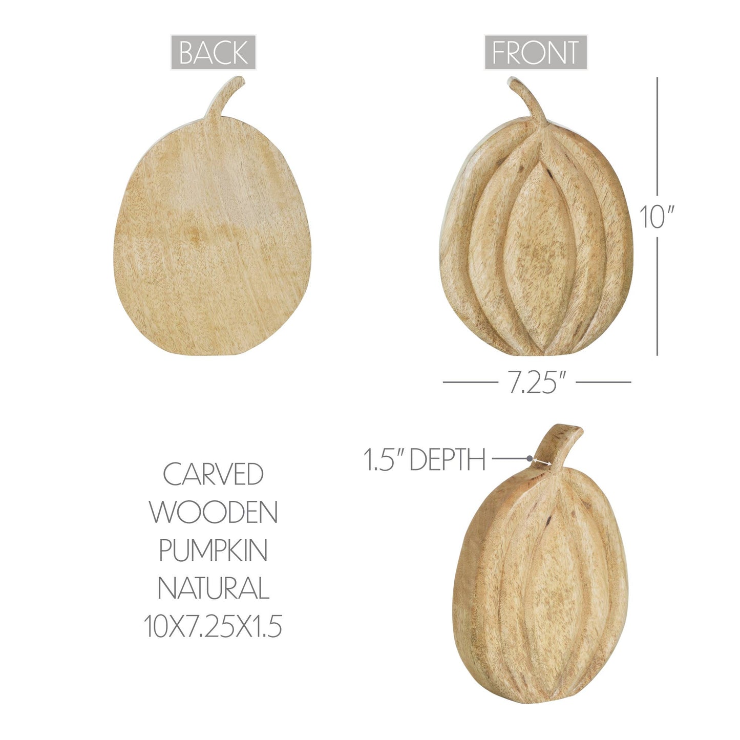 10" Wood Pumpkin Figurine