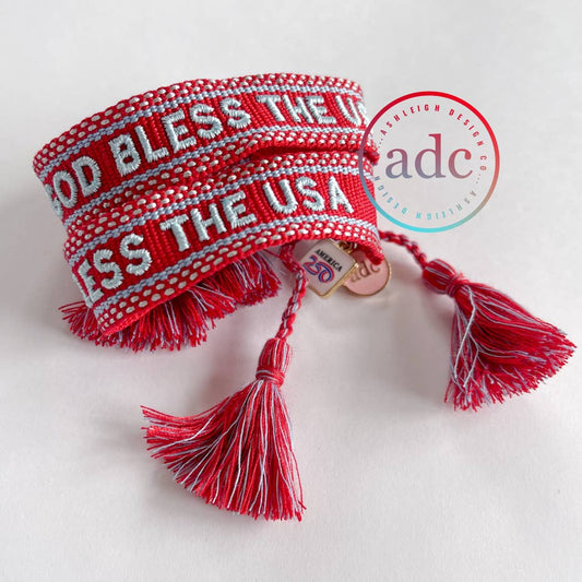 GOD BLESS THE USA Tassel Bracelet