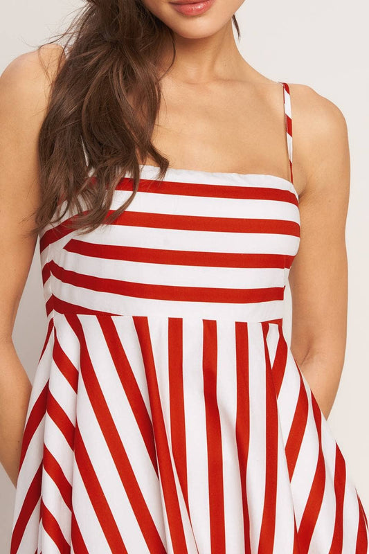 Ivory + Red Striped Dress
