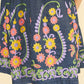 Indigo Flared Denim Mini Dress with Floral Embrodiery
