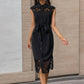 Black Lapel Tie Lace Dress