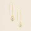 White Lace Flower/Gold Pressed Flower Thread Earring