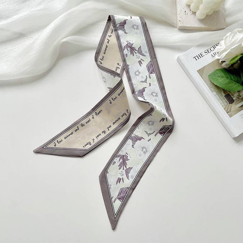 Elegant Floral Print Skinny Scarf