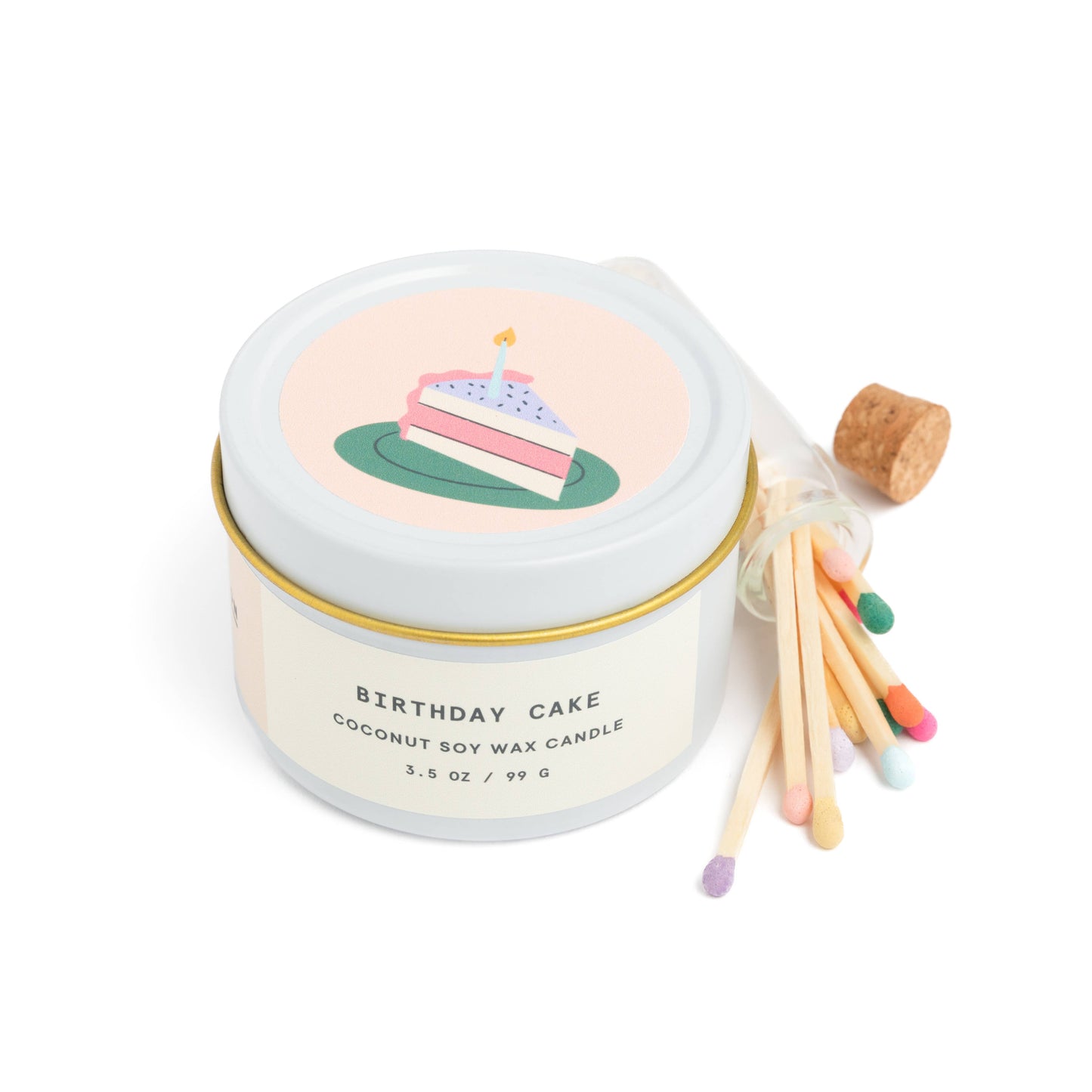Birthday Cake Scented Candle + Matches Set