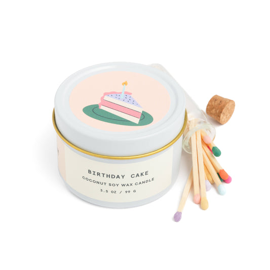 Birthday Cake Scented Candle + Matches Set