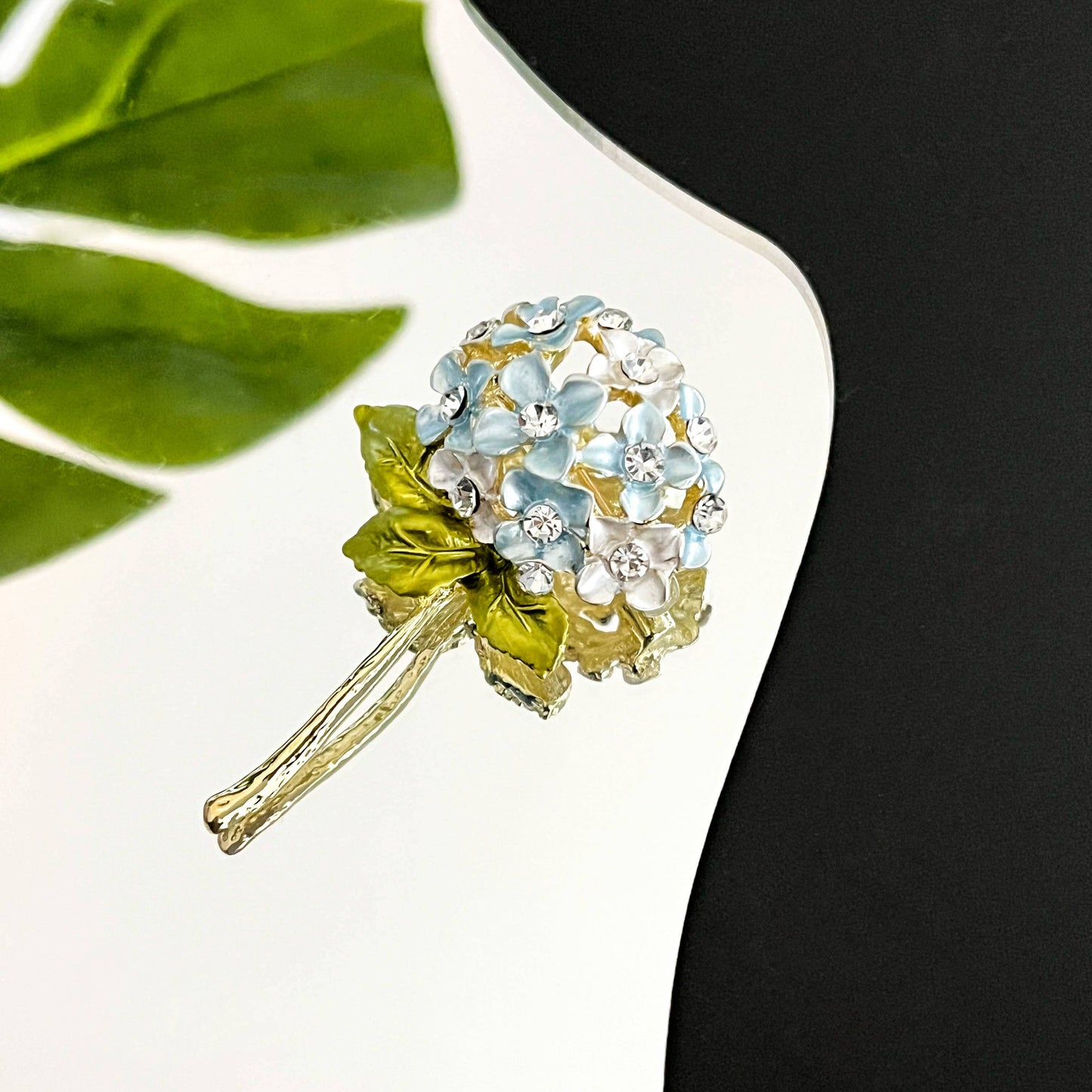 Enamel Hydrangea Brooch, Elegant Flower Lapel Pin