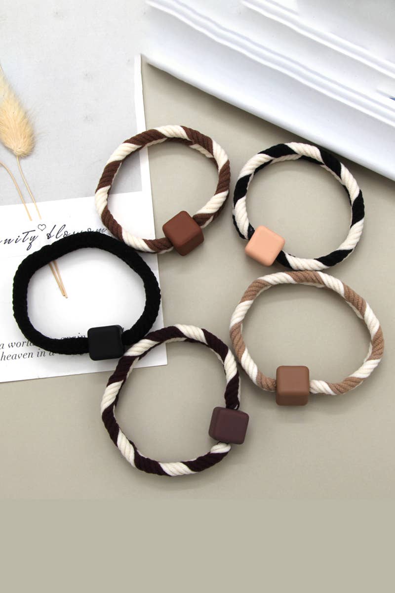 Two Tone Braided Hair Tie (5pcs)