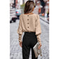 Black Button Back Blouse Puff Sleeve Top