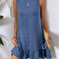 Sleeveless Ruffle Trim Halter Dress