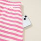 Sachet Pink Striped Sleeveless Polo Two-Piece Set
