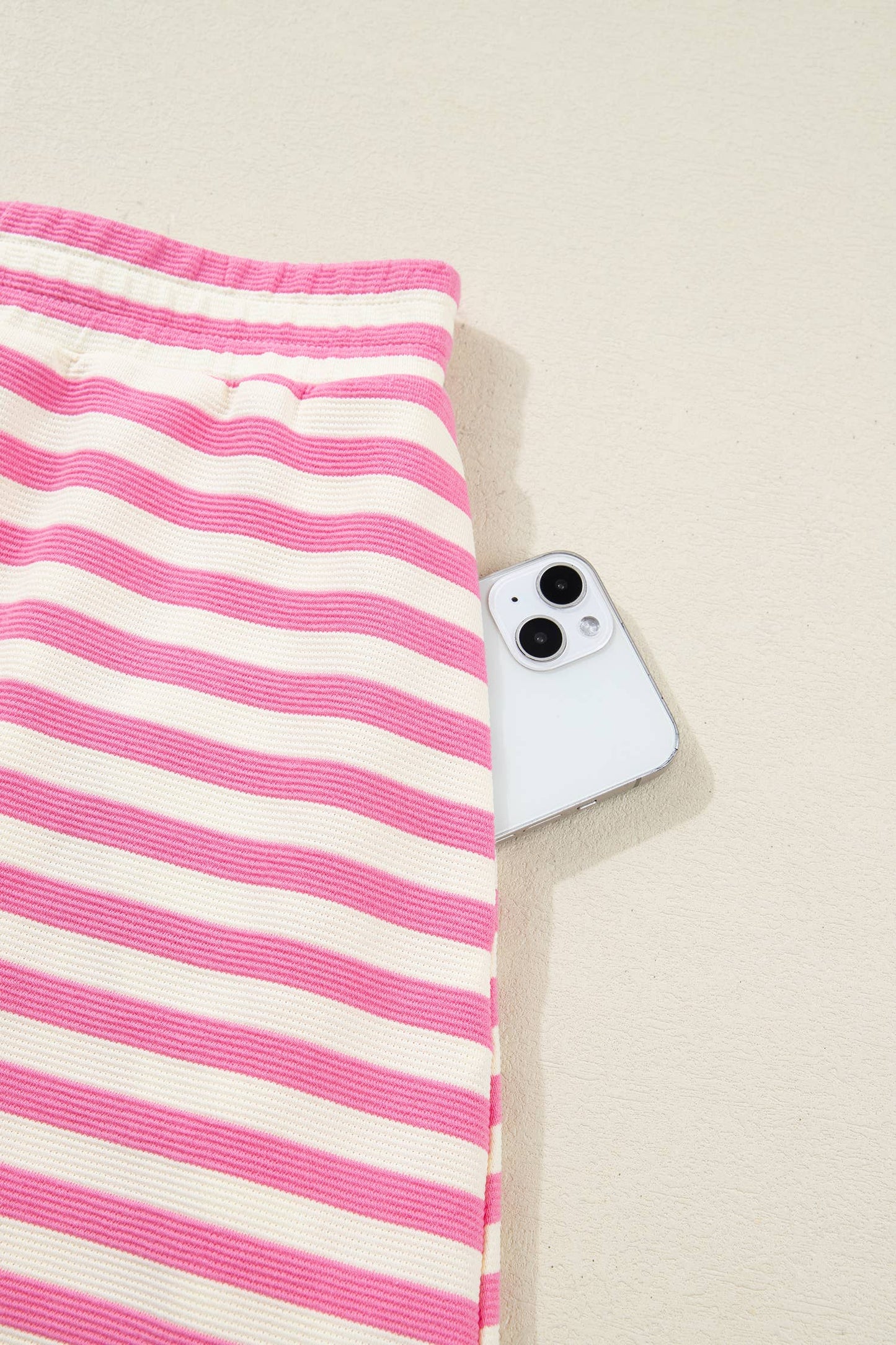 Sachet Pink Striped Sleeveless Polo Two-Piece Set