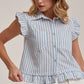 Blue Stripe Button Front Blouse