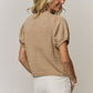 Embroidered Tan Short Sleeve Cardigan