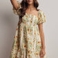 Midnight Floral Puff Sleeve Mini Dress