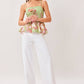 Sage Floral Tassel Bodice Top