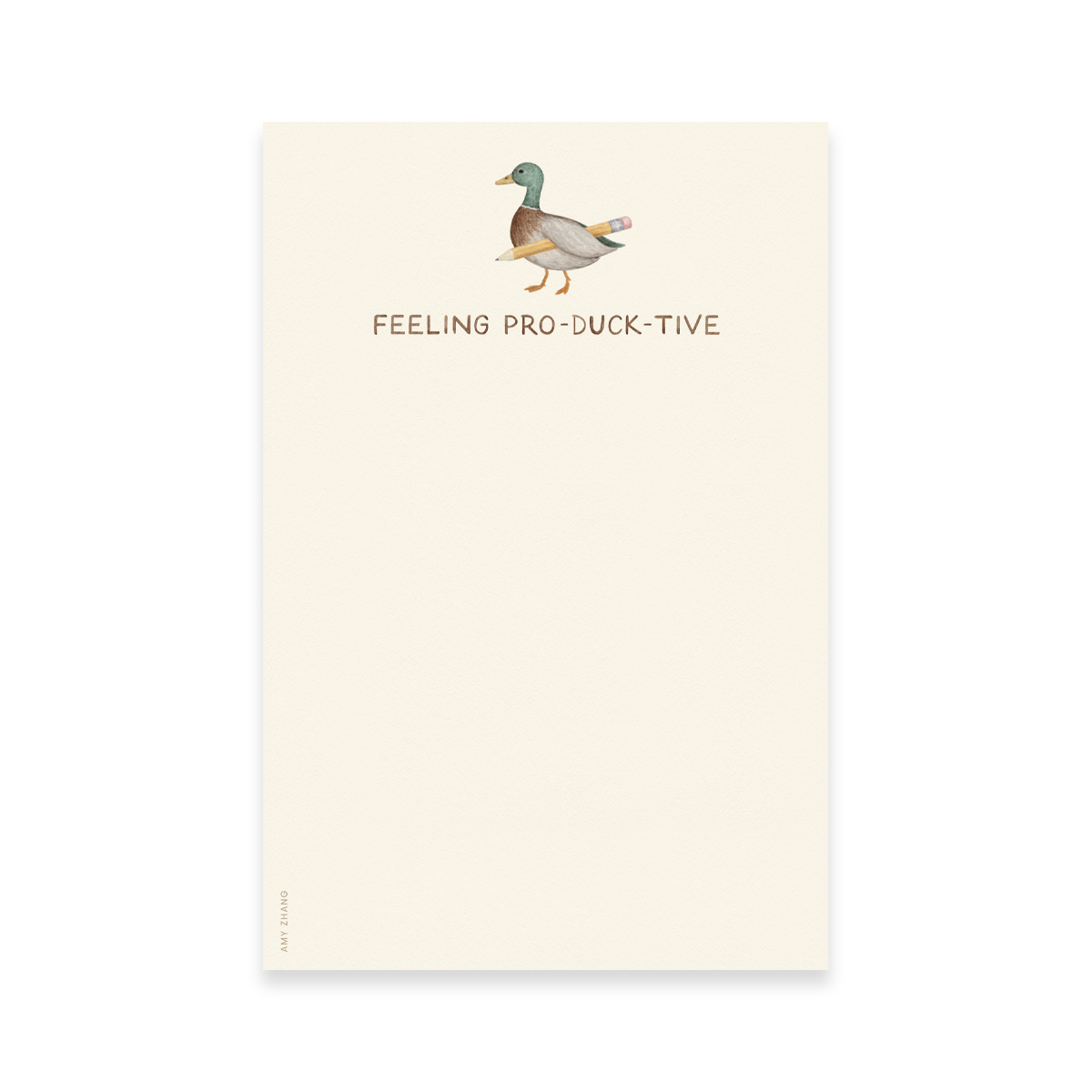 Feeling Productive — Cute Duck And Pencil Pun Notepad