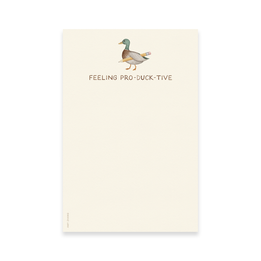Feeling Productive — Cute Duck And Pencil Pun Notepad