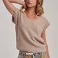 Textured Taupe V-Neck Dolman Sweater